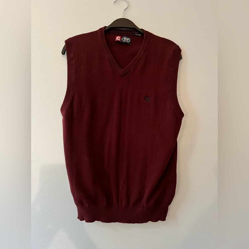 Chaps V-Neck Burgundy Sweater Vest
